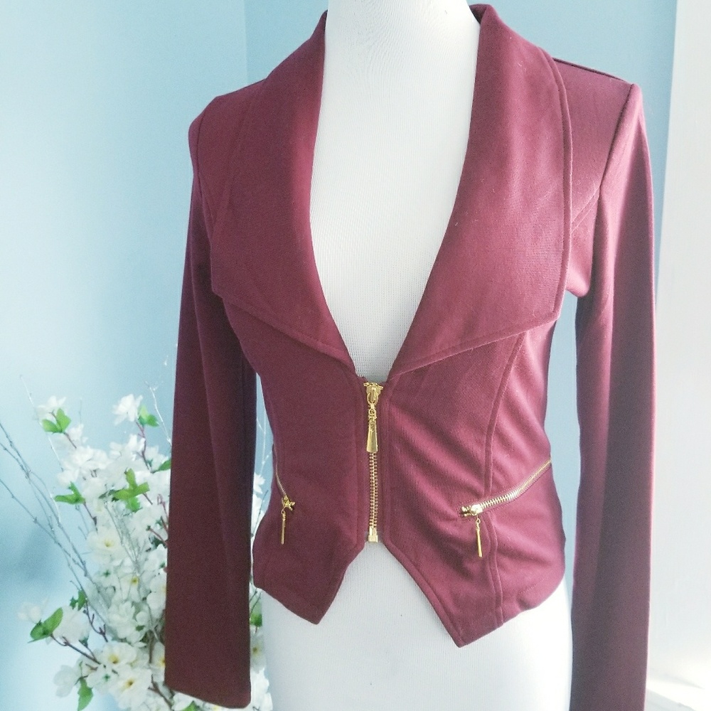Burgundy Jacket with Gold Accents